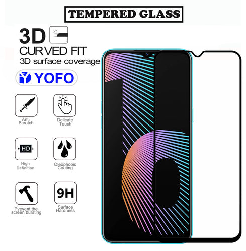 YOFO HD D+ Edge to Edge Full Screen Coverage Tempered Glass for Narzo 10 - Full Glue Gorilla Glass (Black)