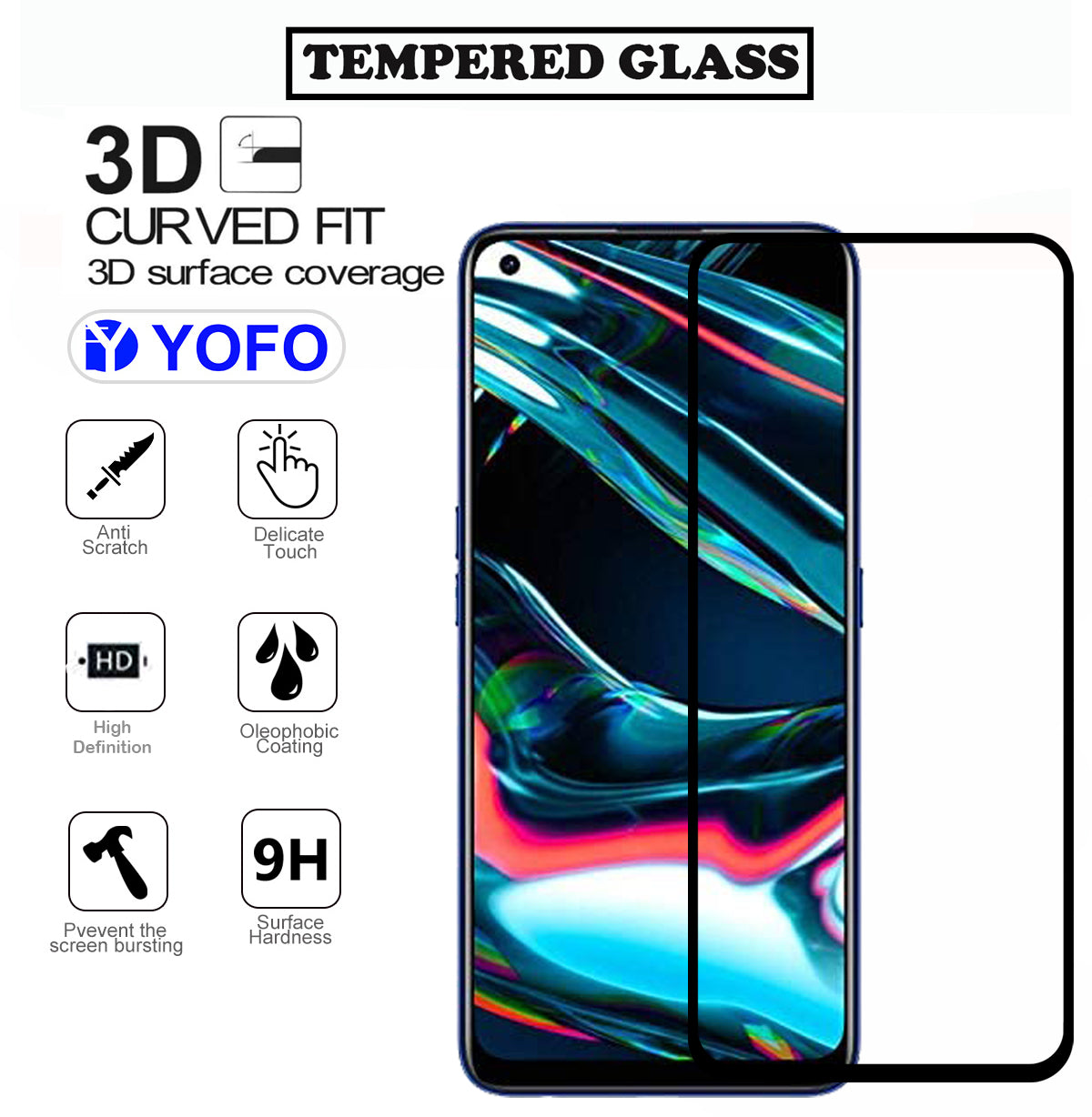 ISAAK Edge To Edge Tempered Glass for Realme 7 18D Edge to Edge