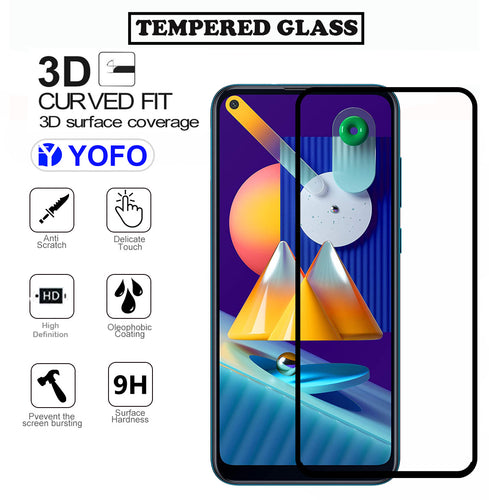 YOFO HD D+ Edge to Edge Full Screen Coverage Tempered Glass for Samsung Galaxy A11 / M11 - Full Glue Gorilla Glass (Black)