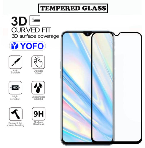 YOFO HD D+ Edge to Edge Full Screen Coverage Tempered Glass for Realme 5 Pro - Full Glue Gorilla Glass (Black)