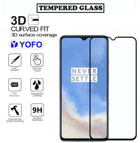 YOFO HD D+ Edge to Edge Full Screen Coverage Tempered Glass for OnePlus 7- Full Glue Gorilla Glass (Black)