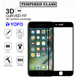 YOFO HD D+ Edge to Edge Full Screen Coverage Tempered Glass for iPhone 7 / 8 / SE- Full Glue Gorilla Glass (Black)