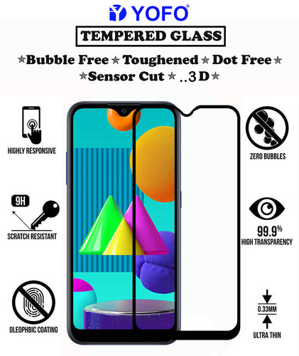 YOFO HD D+ Edge to Edge Full Screen Coverage Tempered Glass for Samsung Galaxy A10/ A10s / M10 / Vivo Y90 - Full Glue Gorilla Glass (Black)