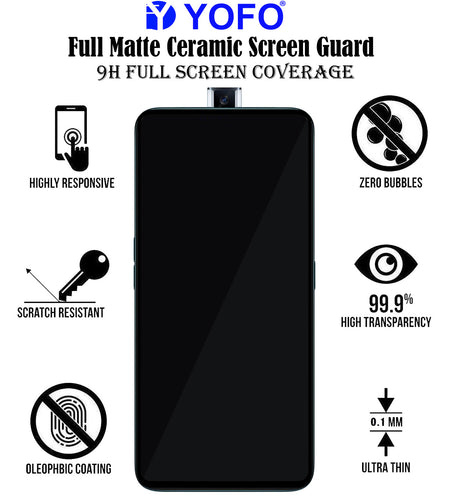 YOFO Anti Glare Matte Finish Anti-Fingerprint 9H Full Screen Screen Protector for Vivo V15 / Vivo S1 / Realme X / Oppo K3