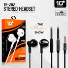 TENPLUS TP-202 Stereo Headset with HD Sound and Extra Bass Earphone Wired Headset (Black)