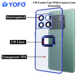 YOFO Electroplated Logo View Back Cover Case for OnePlus 10T (Transparent|Chrome|TPU+Poly Carbonate)- BLUE