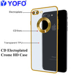 YOFO Electroplated Logo View Back Cover Case for Apple iPhone 7 Plus /  iPhone 8 Plus (Transparent|Chrome|TPU+Poly Carbonate) - Gold