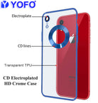 YOFO Electroplated Logo View Back Cover Case for Apple iPhone XR (Transparent|Chrome|TPU+Poly Carbonate)- Blue