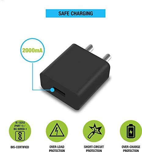 Xiaomi Mi Compatible Charger Original Mobile Charger  With 1 Meter Micro USB Charging Data Cable ( 2.4 Amp , Black )