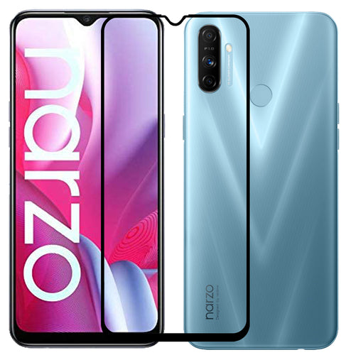 YOFO HD D+ Edge to Edge Full Screen Coverage Tempered Glass for Narzo 20 A - Full Glue Gorilla Glass (Black)