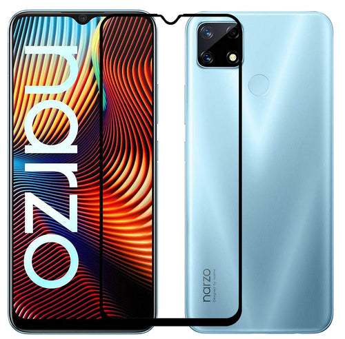 YOFO HD D+ Edge to Edge Full Screen Coverage Tempered Glass for Narzo 20 - Full Glue Gorilla Glass (Black)