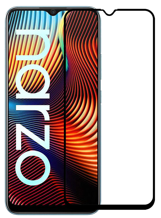 YOFO HD D+ Edge to Edge Full Screen Coverage Tempered Glass for Narzo 20 - Full Glue Gorilla Glass (Black)