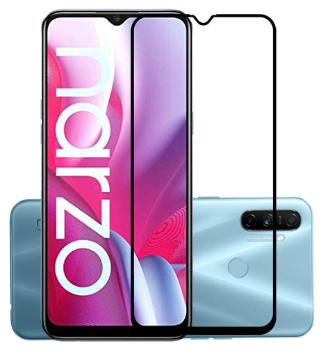 YOFO HD D+ Edge to Edge Full Screen Coverage Tempered Glass for Narzo 20 A - Full Glue Gorilla Glass (Black)