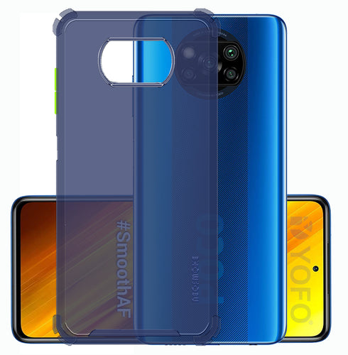 YOFO Silicon Flexible Smooth Matte Back Cover for Poco X3(Blue)