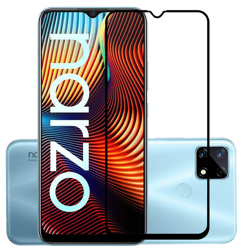 YOFO HD D+ Edge to Edge Full Screen Coverage Tempered Glass for Narzo 20 - Full Glue Gorilla Glass (Black)