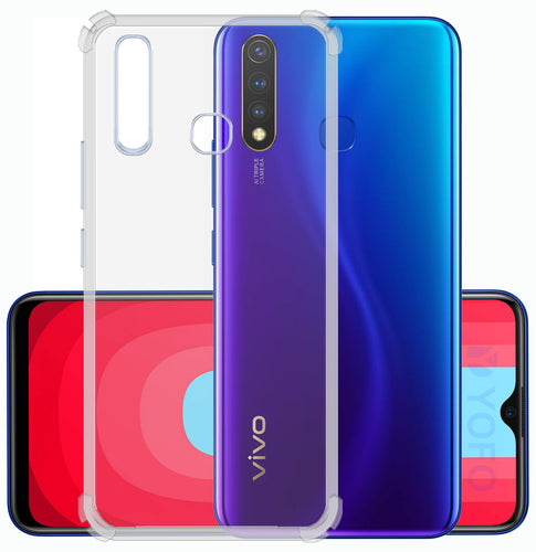 YOFO Rubber Back Cover Case for Vivo U20 / Y19 (Transparent) with Bumper Corner