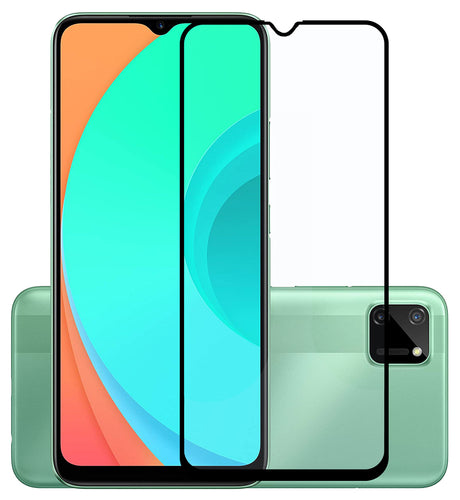 YOFO HD D+ Edge to Edge Full Screen Coverage Tempered Glass for Realme C11 - Full Glue Gorilla Glass (Black)