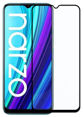 YOFO HD D+ Edge to Edge Full Screen Coverage Tempered Glass for Narzo 30A - Full Glue Gorilla Glass (Black)