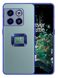 YOFO Electroplated Logo View Back Cover Case for OnePlus 10T (Transparent|Chrome|TPU+Poly Carbonate)- BLUE