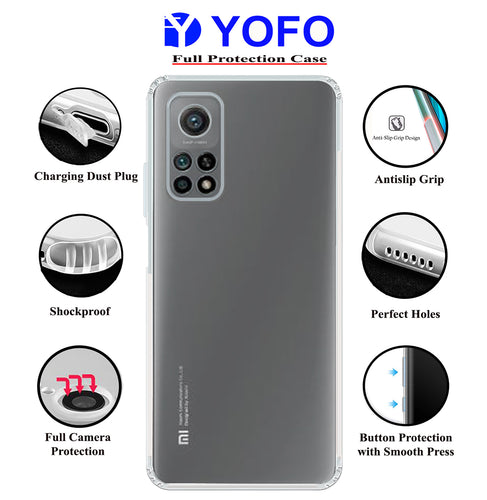 YOFO Silicon Transparent Back Cover for Mi Redmi 10T / Mi Redmi 10T Pro - Camera Protection with Anti Dust Plug