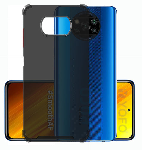 YOFO Silicon Flexible Smooth Matte Back Cover for Poco X3(Smoke)
