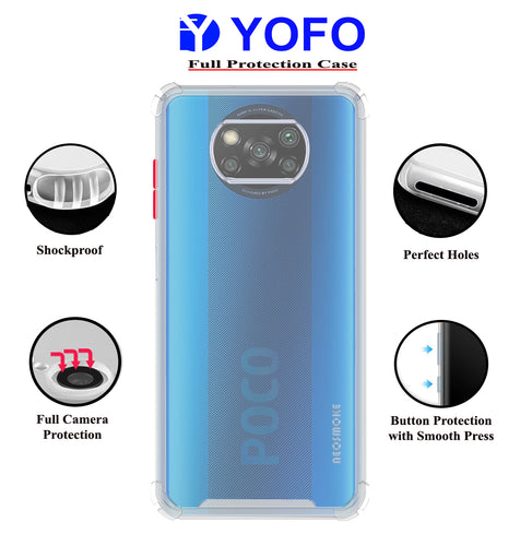 YOFO Silicon Flexible Smooth Matte Back Cover for Poco X3 (Transparent)