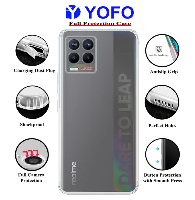 YOFO Silicon Transparent Back Cover for Realme 8 / Realme 8 Pro - Camera Protection with Anti Dust Plug