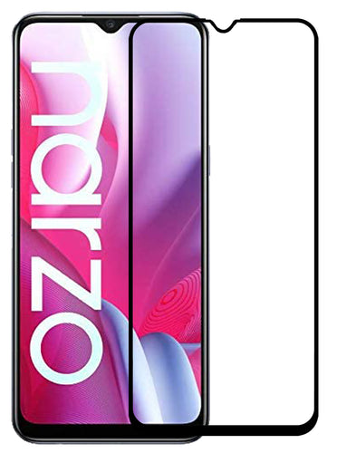 YOFO HD D+ Edge to Edge Full Screen Coverage Tempered Glass for Narzo 20 A - Full Glue Gorilla Glass (Black)