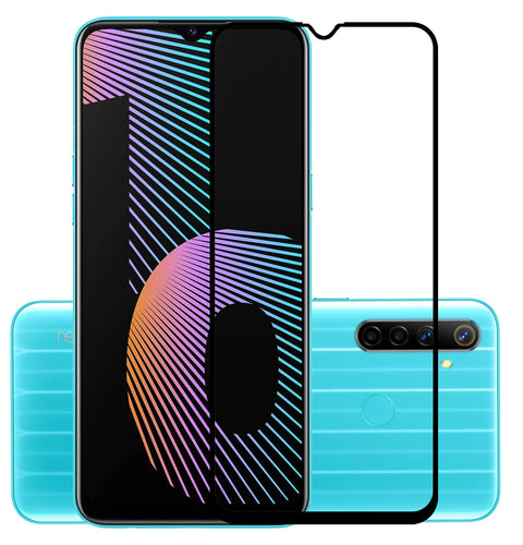 YOFO HD D+ Edge to Edge Full Screen Coverage Tempered Glass for Narzo 10 - Full Glue Gorilla Glass (Black)