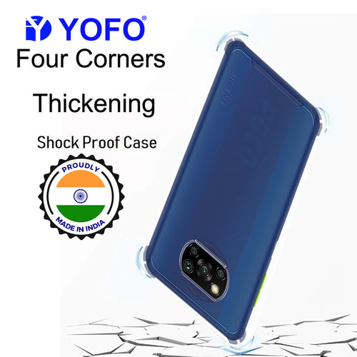 YOFO Silicon Flexible Smooth Matte Back Cover for Poco X3(Blue)