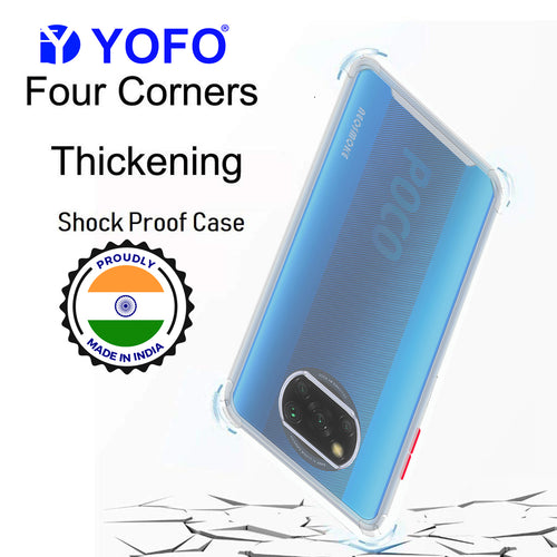 YOFO Silicon Flexible Smooth Matte Back Cover for Poco X3 (Transparent)