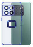 YOFO Electroplated Logo View Back Cover Case for OnePlus 10T (Transparent|Chrome|TPU+Poly Carbonate)- BLUE