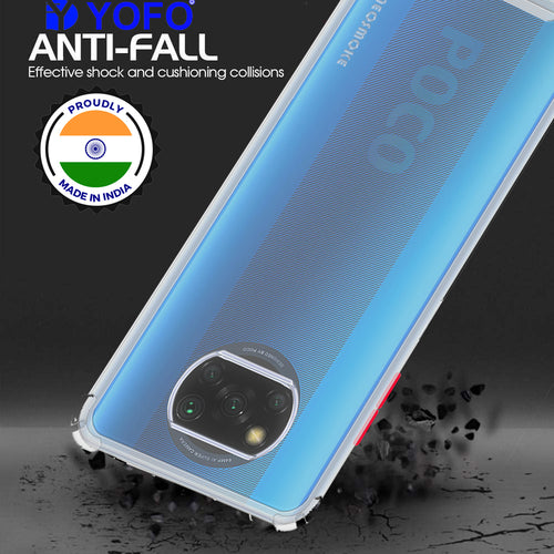 YOFO Silicon Flexible Smooth Matte Back Cover for Poco X3 (Transparent)