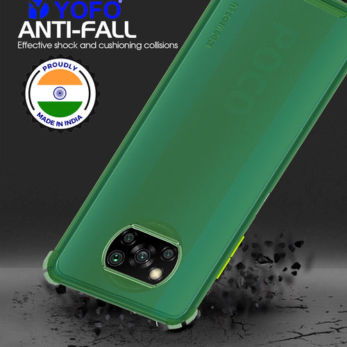 YOFO Silicon Flexible Smooth Matte Back Cover for Poco X3(Green)
