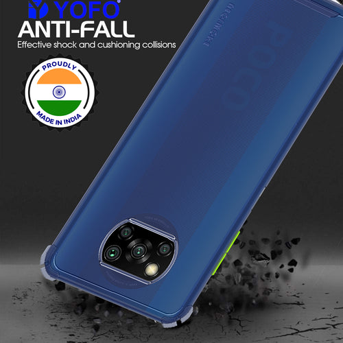 YOFO Silicon Flexible Smooth Matte Back Cover for Poco X3(Blue)