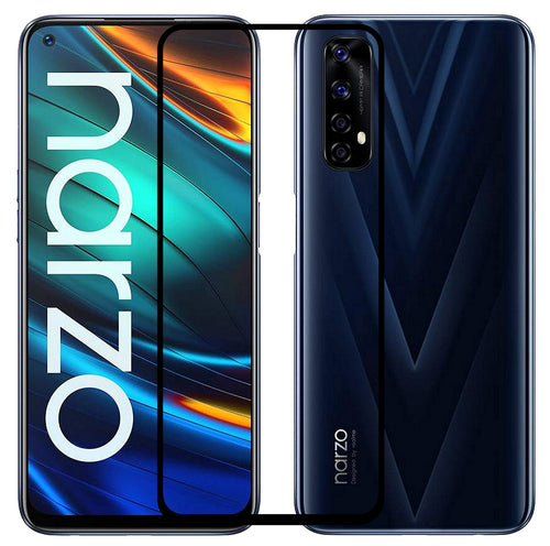 YOFO HD D+ Edge to Edge Full Screen Coverage Tempered Glass for Realme Narzo 20 Pro - Full Glue Gorilla Glass (Black)