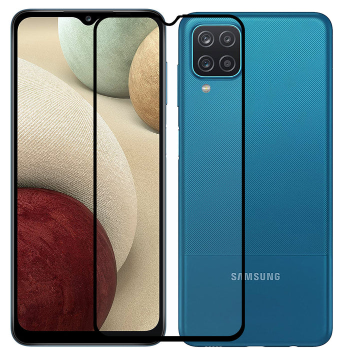 YOFO HD D+ Edge to Edge Full Screen Coverage Tempered Glass for Samsung Galaxy A12 M12 Full Glue AGorilla Glass (Black)