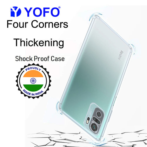 YOFO Silicon Transparent Back Cover for Mi Redmi Note 10 Shockproof Bumper Corner with Ultimate Protection