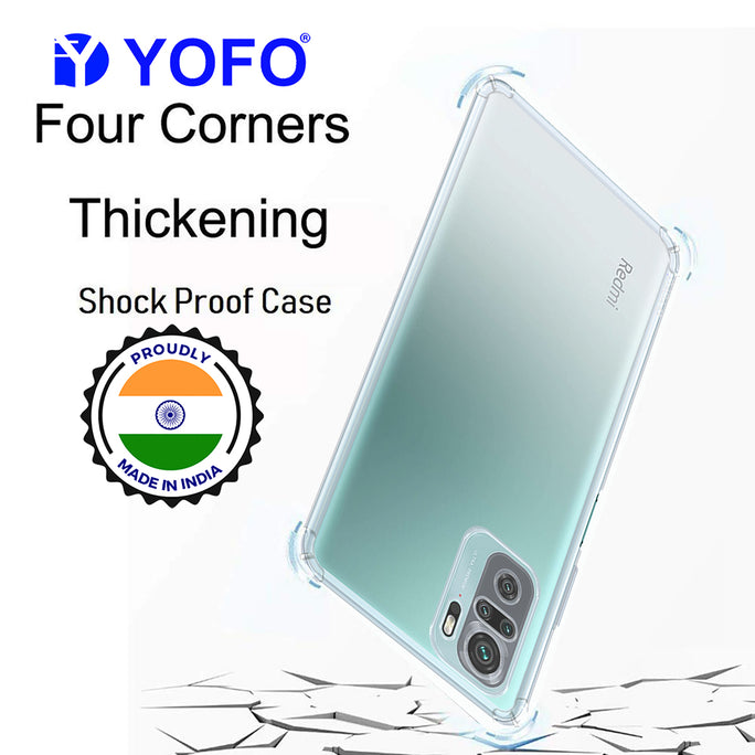 YOFO Silicon Transparent Back Cover for Mi Redmi Note 10 Shockproof Bumper Corner, Ultimate Protection with Free OTG Adapter