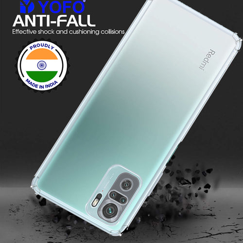 YOFO Silicon Transparent Back Cover for Mi Redmi Note 10 Shockproof Bumper Corner, Ultimate Protection with Free OTG Adapter