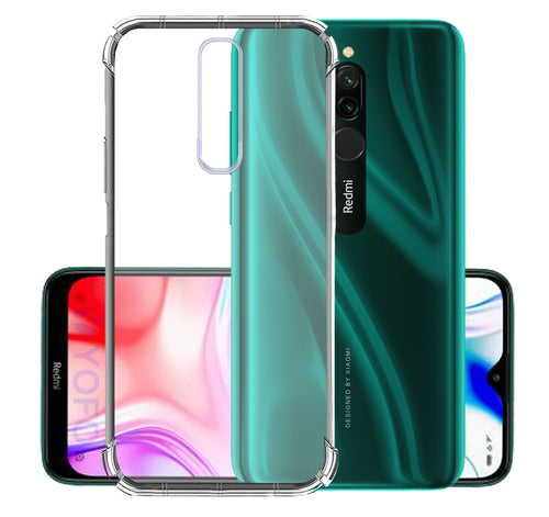 YOFO Rubber Back Cover Case for Mi Redmi 8 (Transparent) with Bumper Corner