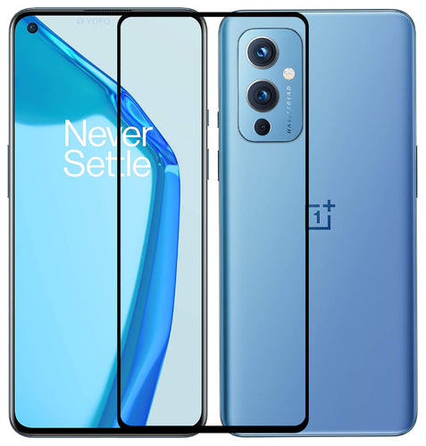 YOFO HD D+ Edge to Edge Full Screen Coverage Tempered Glass for OnePlus 9- Full Glue Gorilla Glass (Black)
