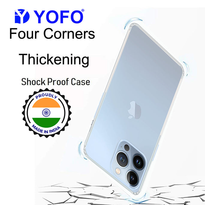 YOFO Back Cover for Apple iPhone 13 Pro (6.1) (Flexible|Silicone|Transparent|Camera Protection|DustPlug)