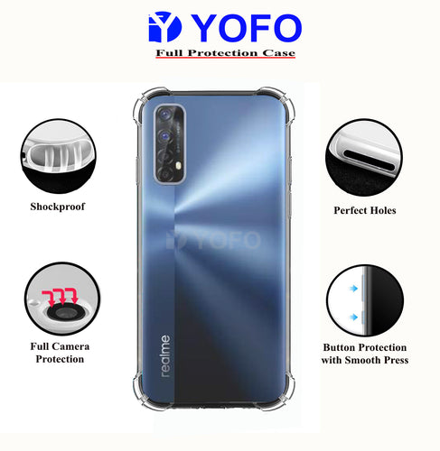 YOFO Rubber Shockproof Soft Transparent Back Cover for Realme 7/Narzo-20Pro - All Sides Protection Case