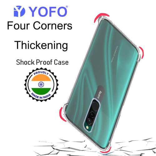 YOFO Rubber Back Cover Case for Mi Redmi 8 (Transparent) with Bumper Corner