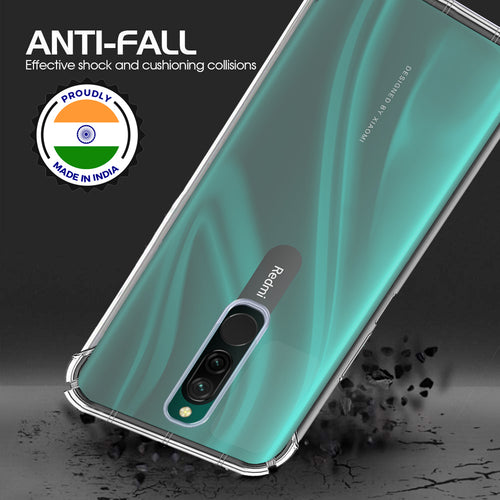 YOFO Rubber Back Cover Case for Mi Redmi 8 (Transparent) with Bumper Corner
