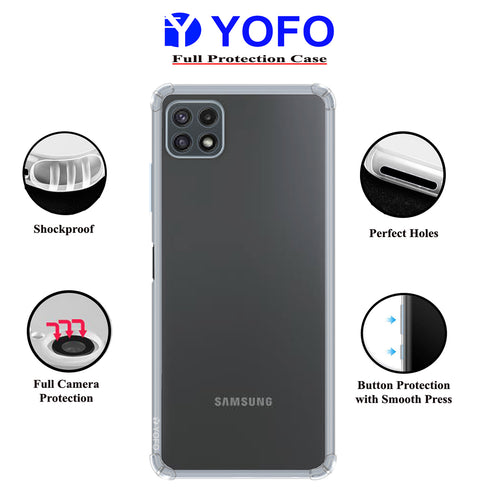 YOFO Back Cover for Samsung Galaxy A22 (5G) / F42 (5G) (Flexible|Silicone|Transparent|Shockproof|Camera Protection)