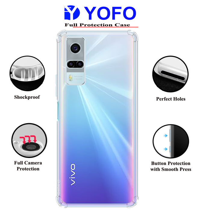 YOFO Back Cover for Vivo Y53s (Flexible|Silicone|Transparent|Shockproof|Camera Protection)