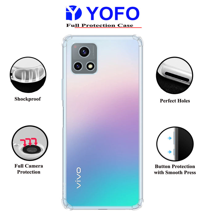 YOFO Back Cover for Vivo Y72 (5G) (Flexible|Silicone|Transparent|Shockproof|Camera Protection)