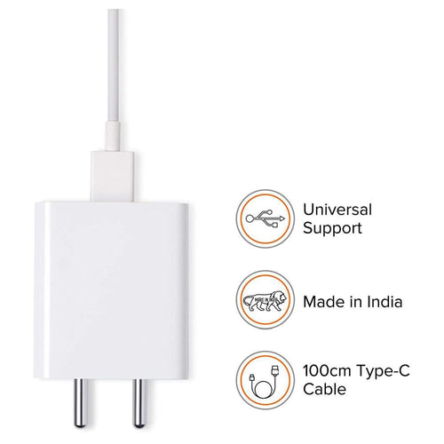 Mi 33W Sonic Charge 2.0 Charger Adapter With Type C Data Cable - White